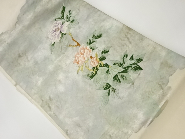 JAPANESE KIMONO / VINTAGE NAGOYA OBI / WOVEN PEONY